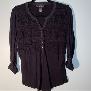 Style & Co Black 3/4 Roll-Tab Sleeve | Small